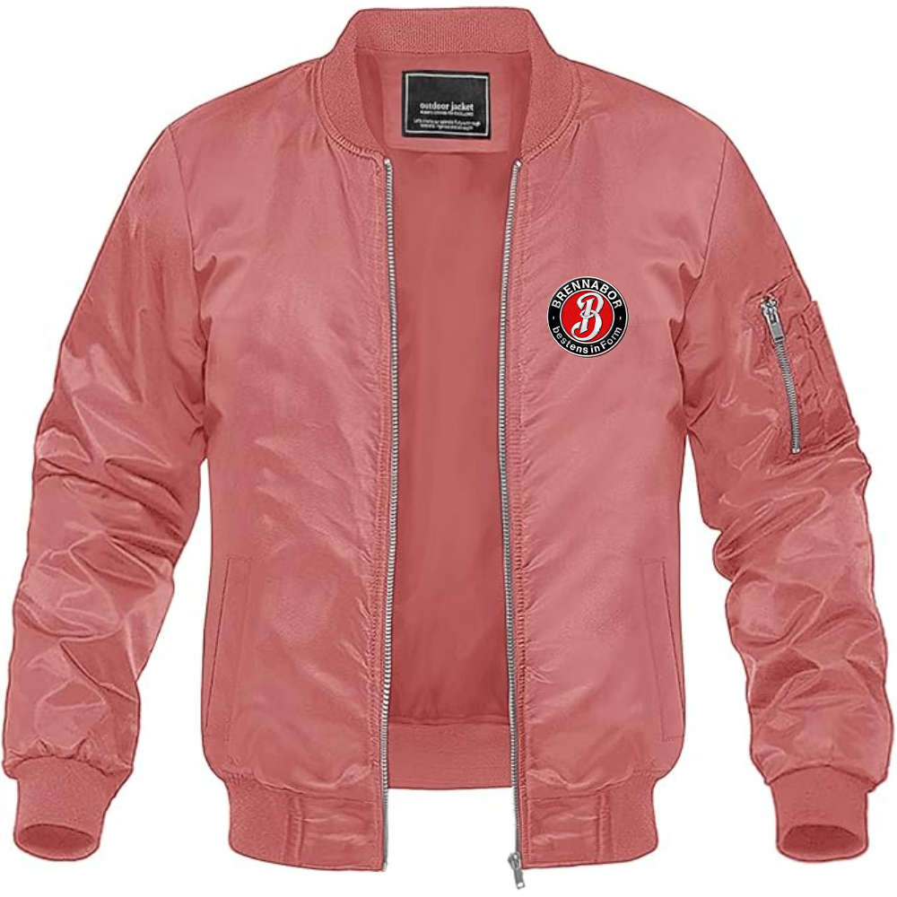 Men's Brennabor Werke Logo Lightweight Bomber Jacket Windbreaker Softshell Varsity Jacket Coat