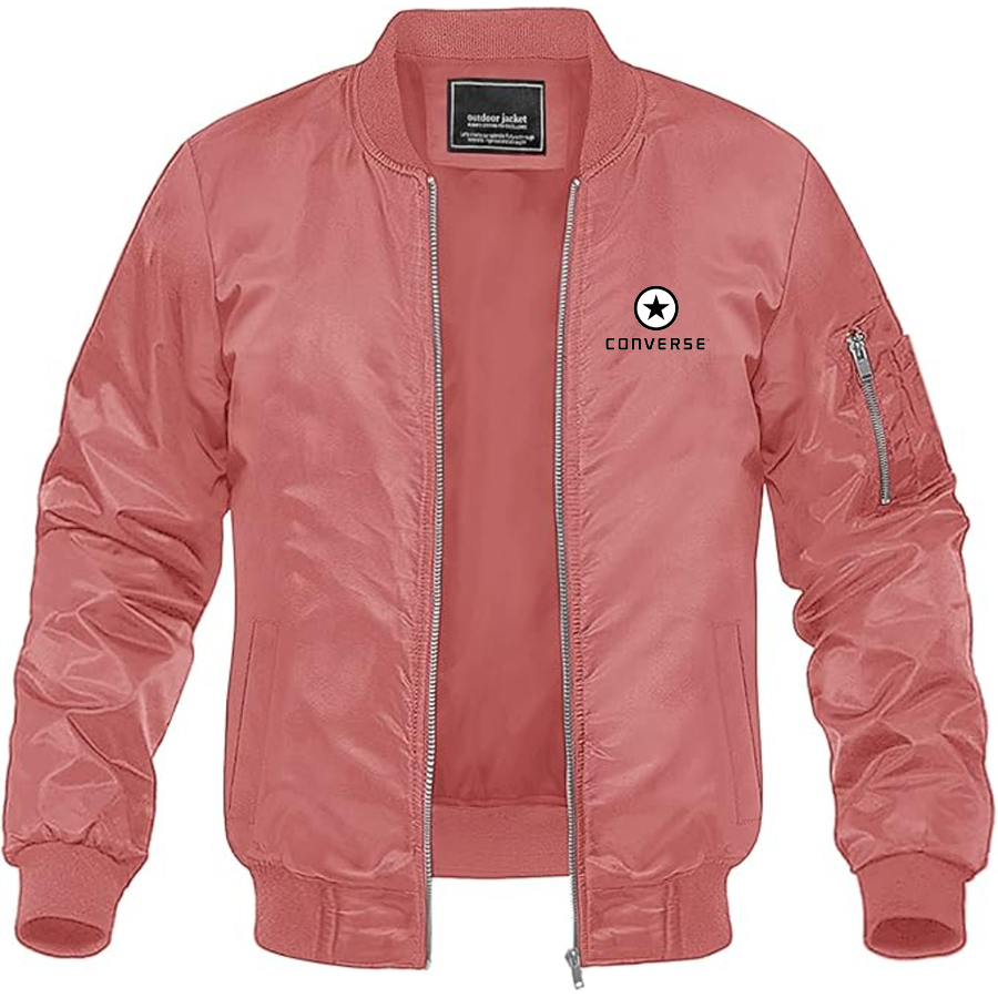Men's Converse Logo Lightweight Bomber Jacket Windbreaker Softshell Varsity Jacket Coat