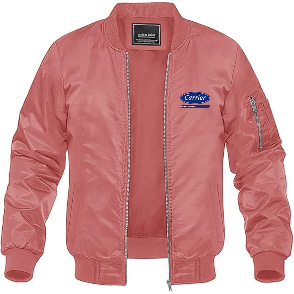 Men's Carrier Logo Lightweight Bomber Jacket Windbreaker Softshell Varsity Jacket Coat
