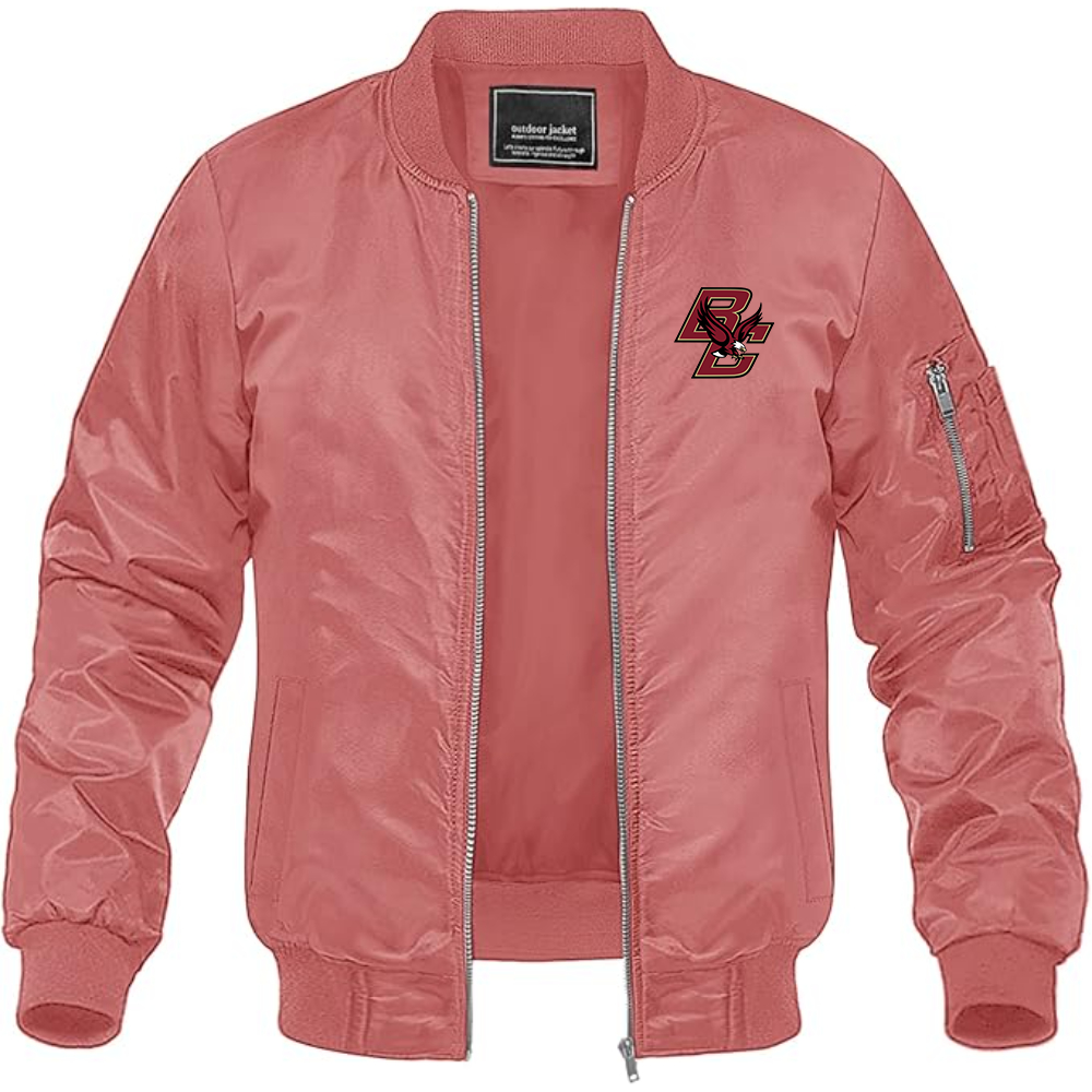 Men's Boston College Eagles Lightweight Bomber Jacket Windbreaker Softshell Varsity Jacket Coat