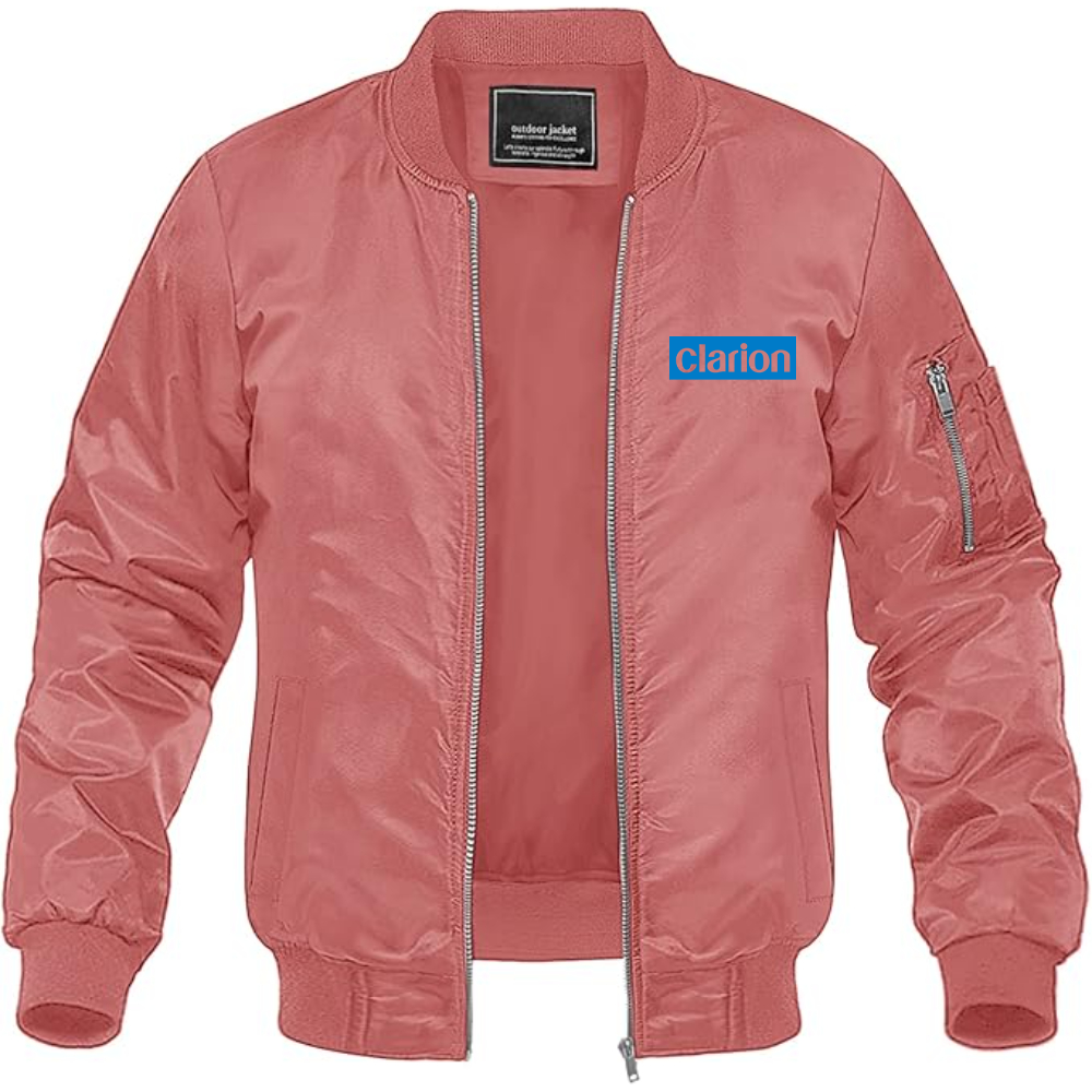 Men's Clarion Logo Lightweight Bomber Jacket Windbreaker Softshell Varsity Jacket Coat