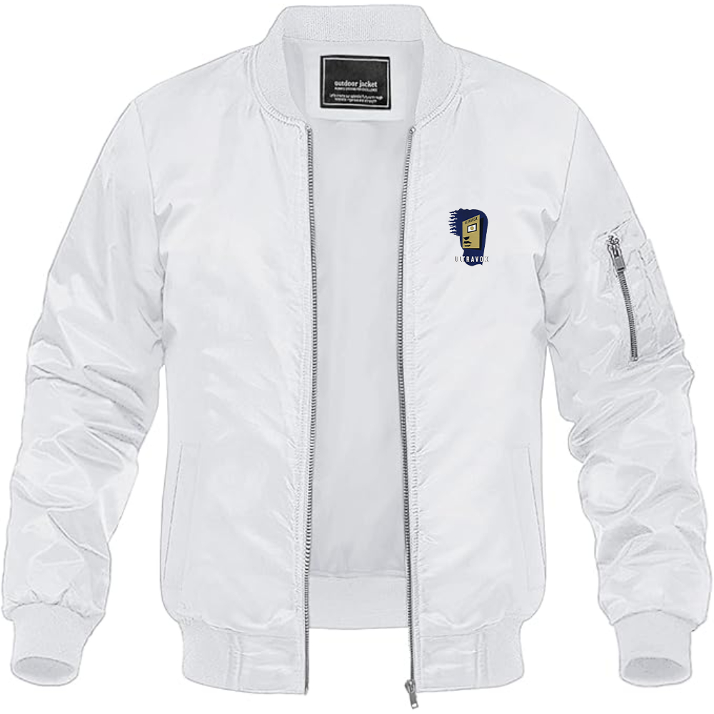 Men's Ultravox Logo Lightweight Bomber Jacket Windbreaker Softshell Varsity Jacket Coat