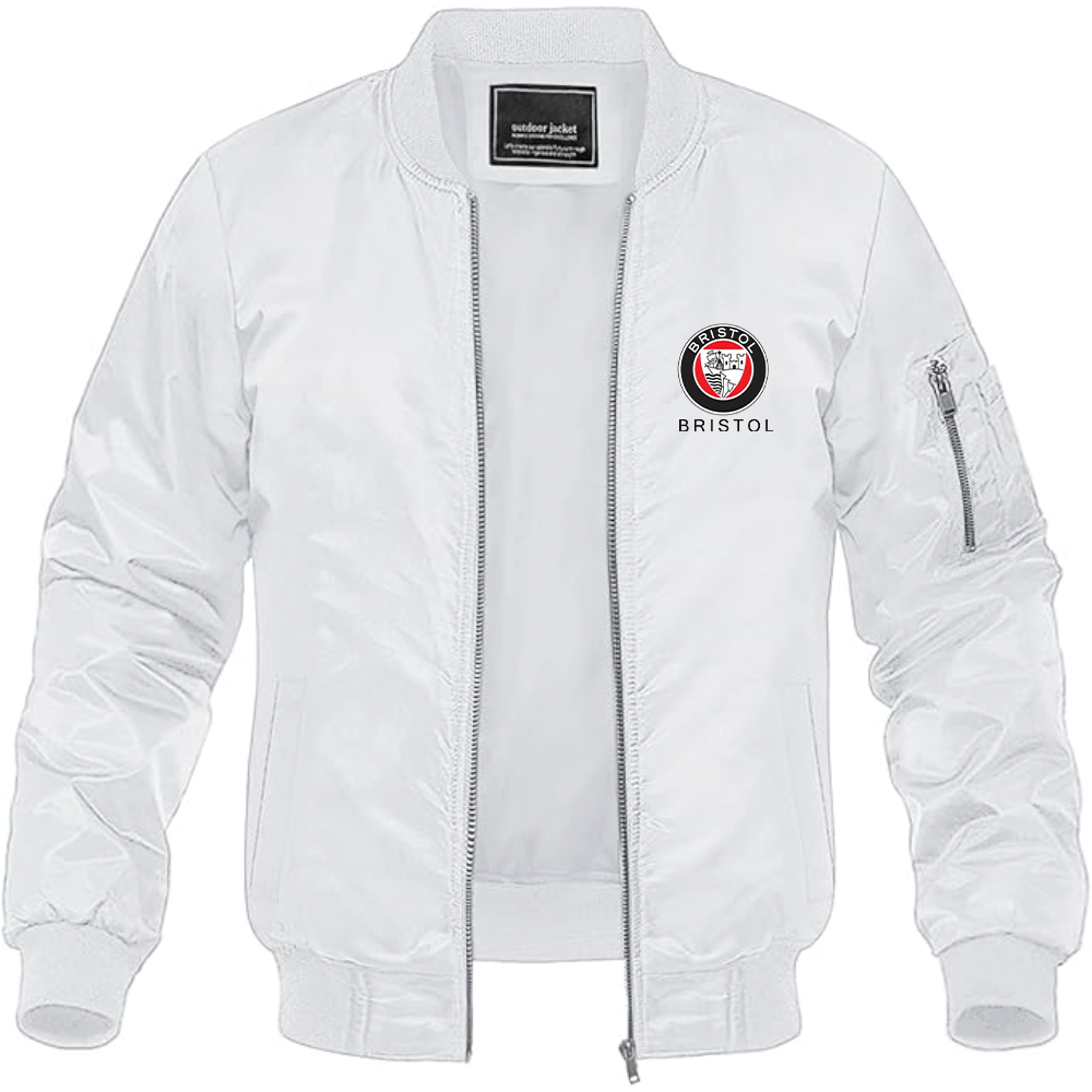 Men's Bristol Logo Lightweight Bomber Jacket Windbreaker Softshell Varsity Jacket Coat