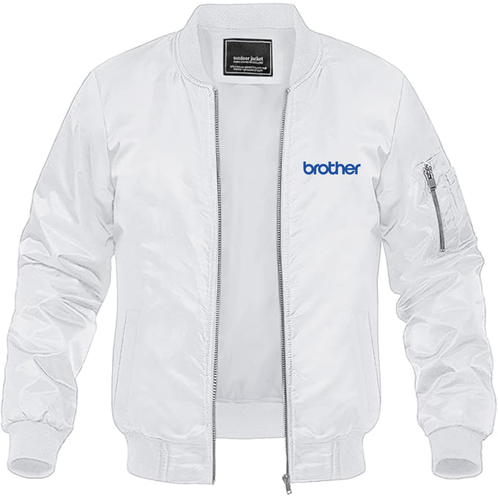 Men's Brother Logo Lightweight Bomber Jacket Windbreaker Softshell Varsity Jacket Coat