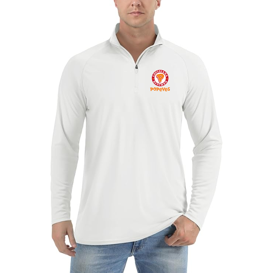 Men's Popeyes Louisiana Kitchen Lightweight Quarter-Zip Athletic Shirt Long Sleeve Polyester Wear