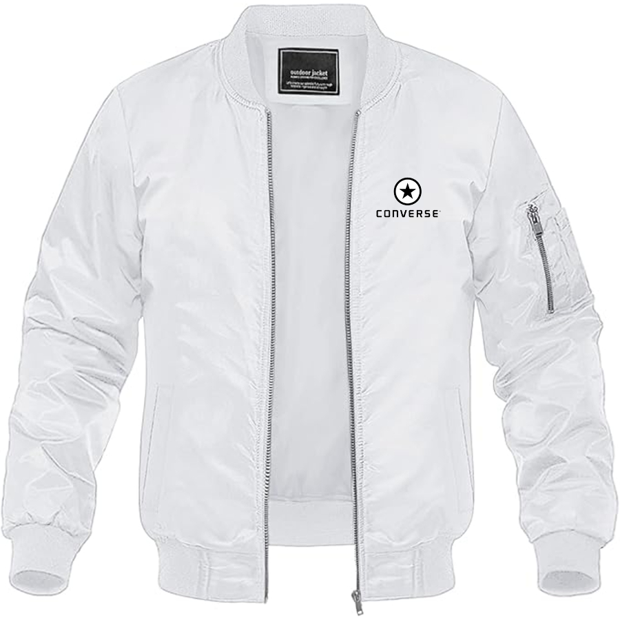 Men's Converse Logo Lightweight Bomber Jacket Windbreaker Softshell Varsity Jacket Coat