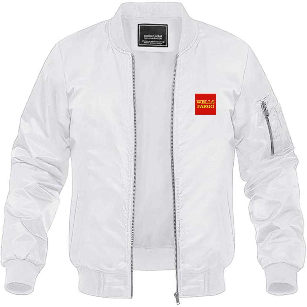 Men's Wells Fargo Logo Lightweight Bomber Jacket Windbreaker Softshell Varsity Jacket Coat