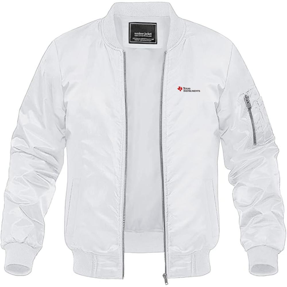 Men's Texas Instruments Logo Lightweight Bomber Jacket Windbreaker Softshell Varsity Jacket Coat