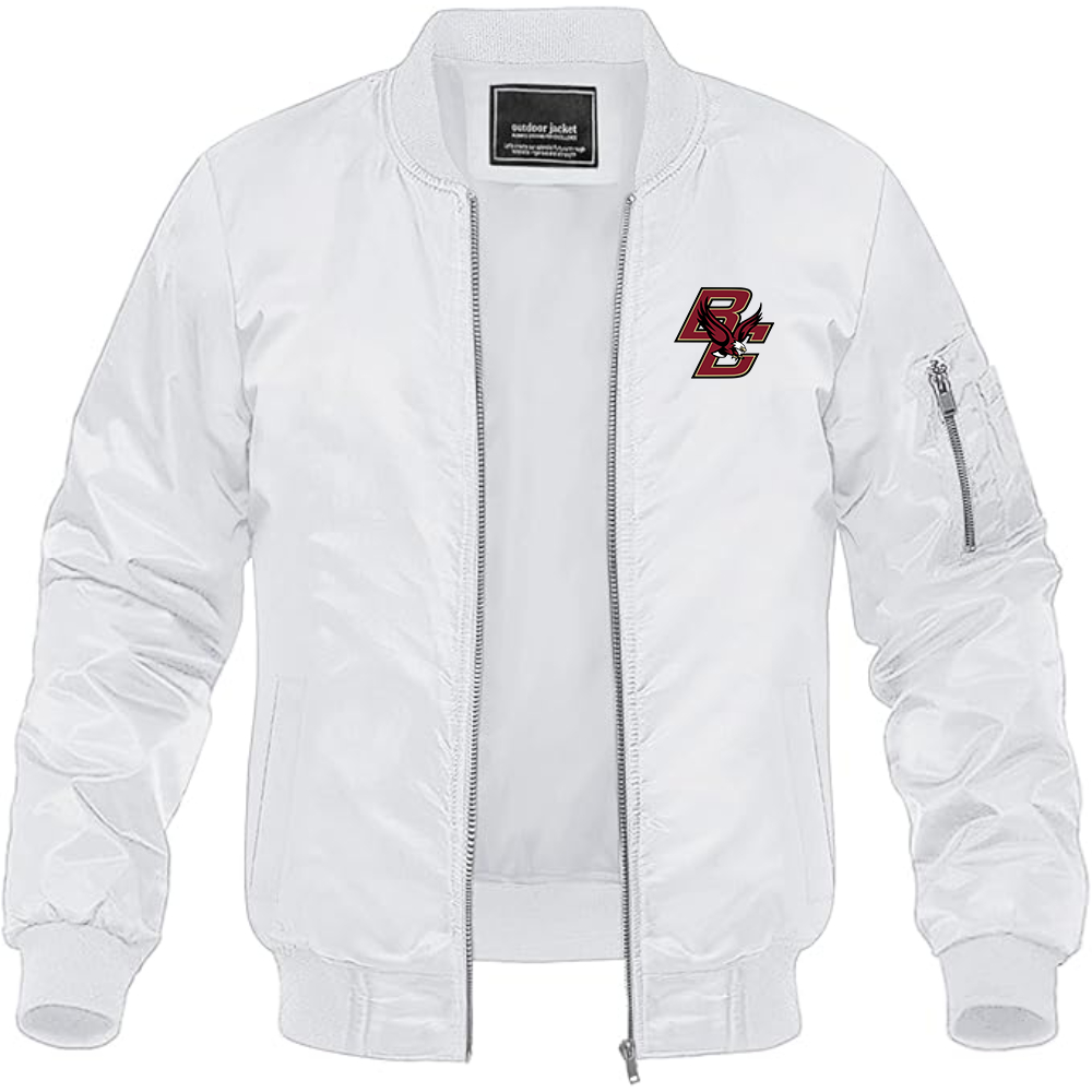 Men's Boston College Eagles Lightweight Bomber Jacket Windbreaker Softshell Varsity Jacket Coat