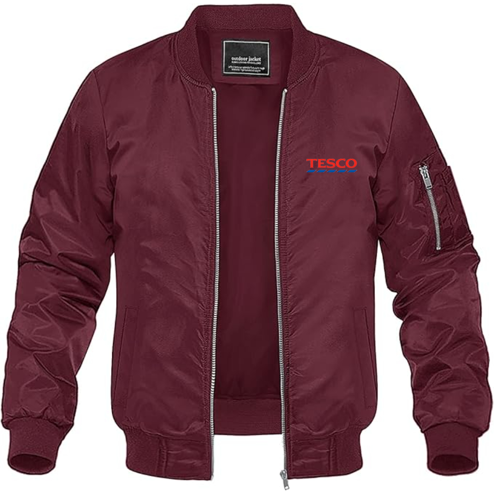 Men's Tesco Logo Lightweight Bomber Jacket Windbreaker Softshell Varsity Jacket Coat