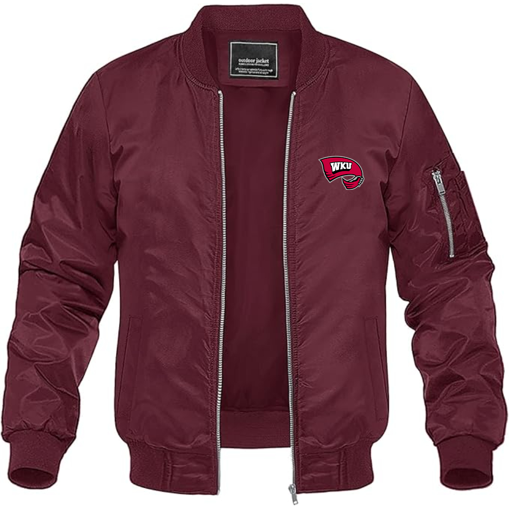 Men's Western Kentucky Hilltoppers Logo Lightweight Bomber Jacket Windbreaker Softshell Varsity Jacket Coat