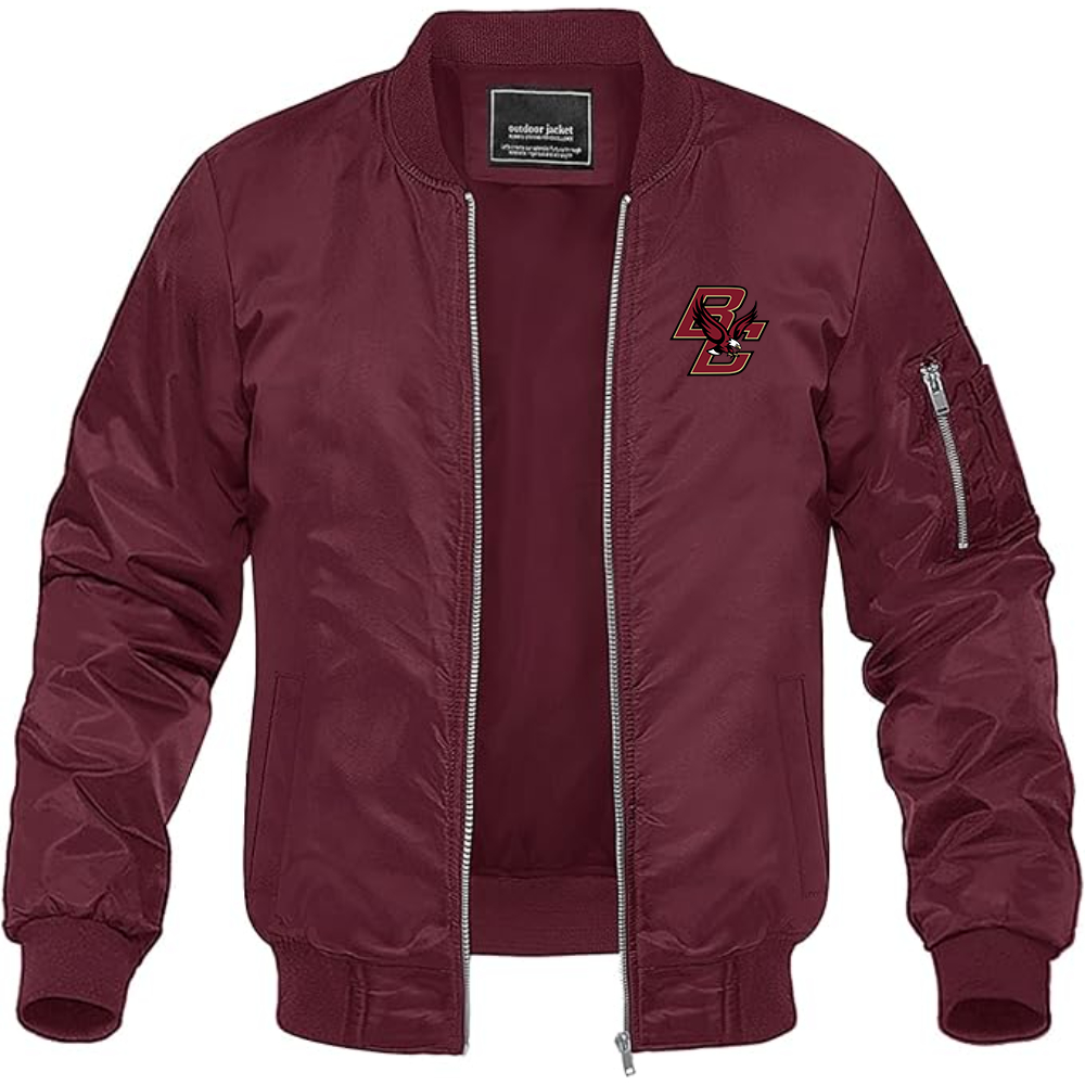 Men's Boston College Eagles Lightweight Bomber Jacket Windbreaker Softshell Varsity Jacket Coat