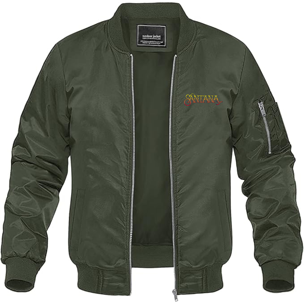Men's Santana Logo Lightweight Bomber Jacket Windbreaker Softshell Varsity Jacket Coat