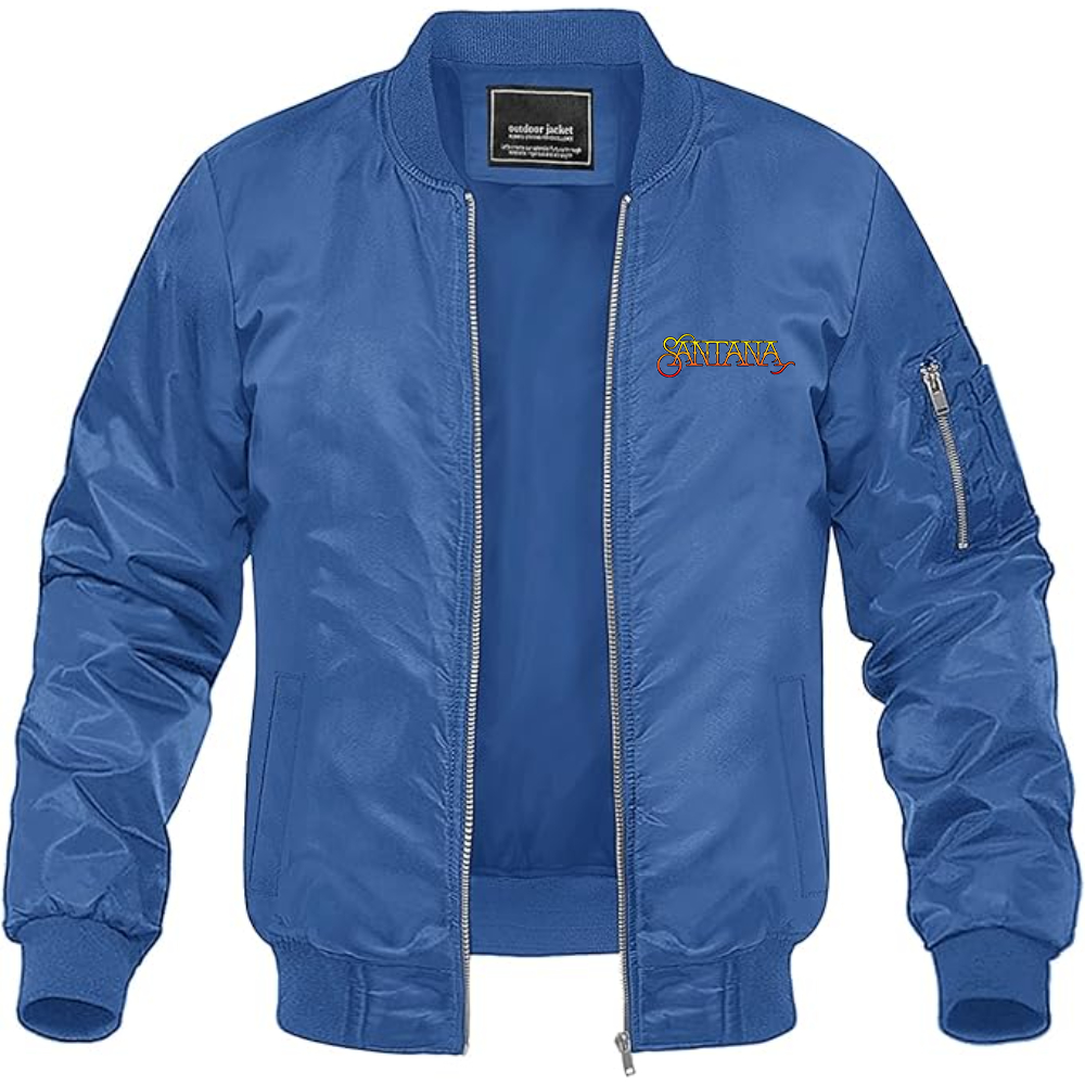 Men's Santana Logo Lightweight Bomber Jacket Windbreaker Softshell Varsity Jacket Coat