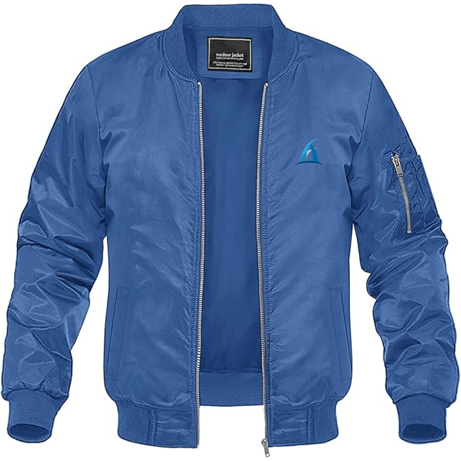 Men's Aspark Logo Lightweight Bomber Jacket Windbreaker Softshell Varsity Jacket Coat