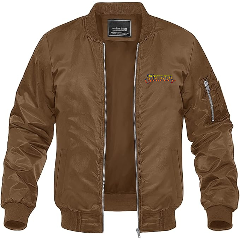 Men's Santana Logo Lightweight Bomber Jacket Windbreaker Softshell Varsity Jacket Coat