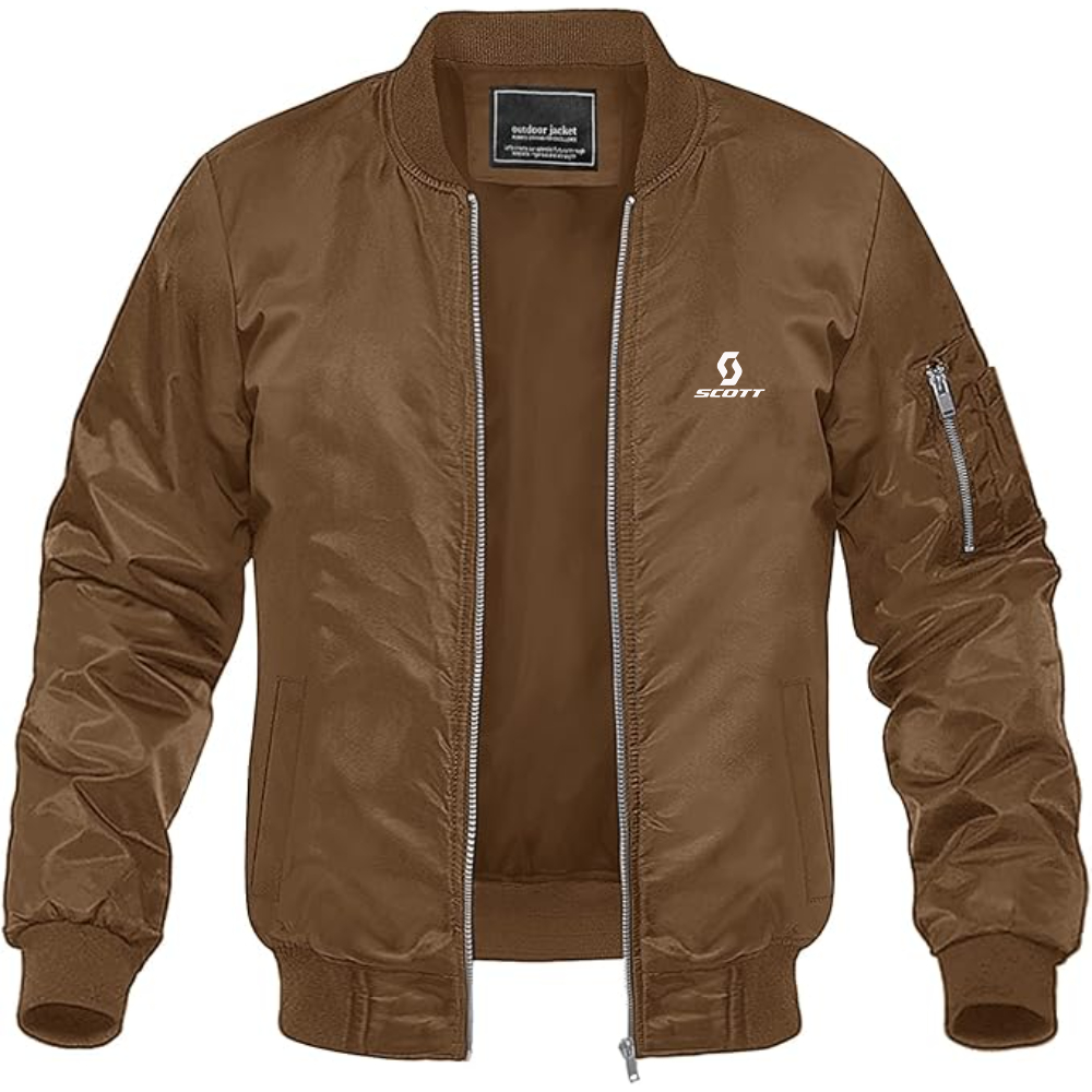 Men's Scott Logo Lightweight Bomber Jacket Windbreaker Softshell Varsity Jacket Coat
