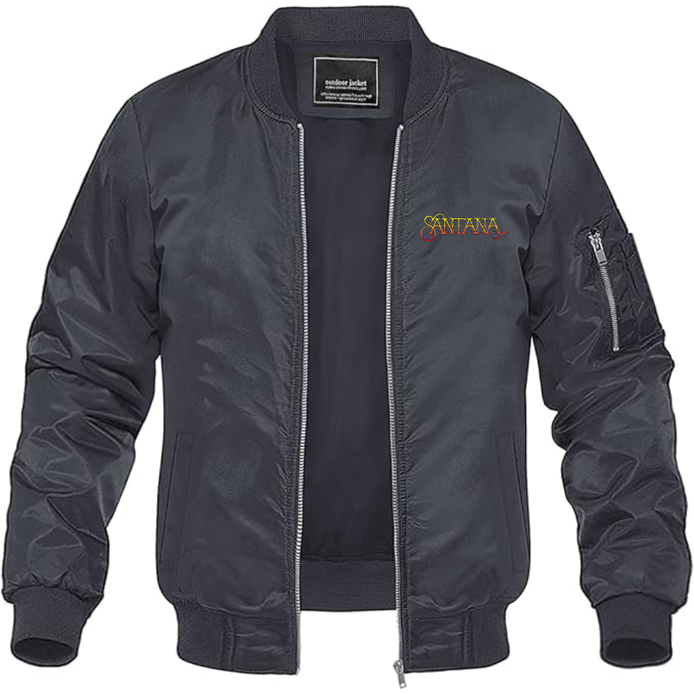 Men's Santana Logo Lightweight Bomber Jacket Windbreaker Softshell Varsity Jacket Coat