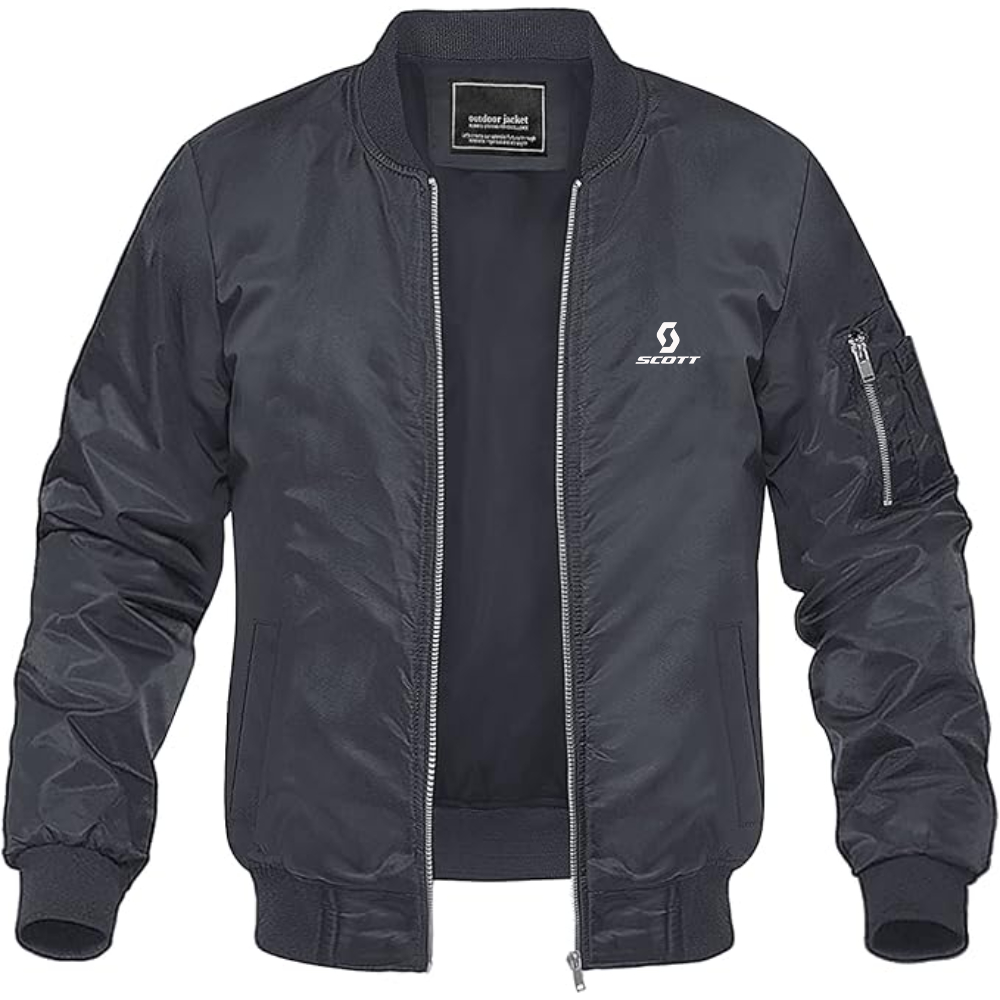 Men's Scott Logo Lightweight Bomber Jacket Windbreaker Softshell Varsity Jacket Coat