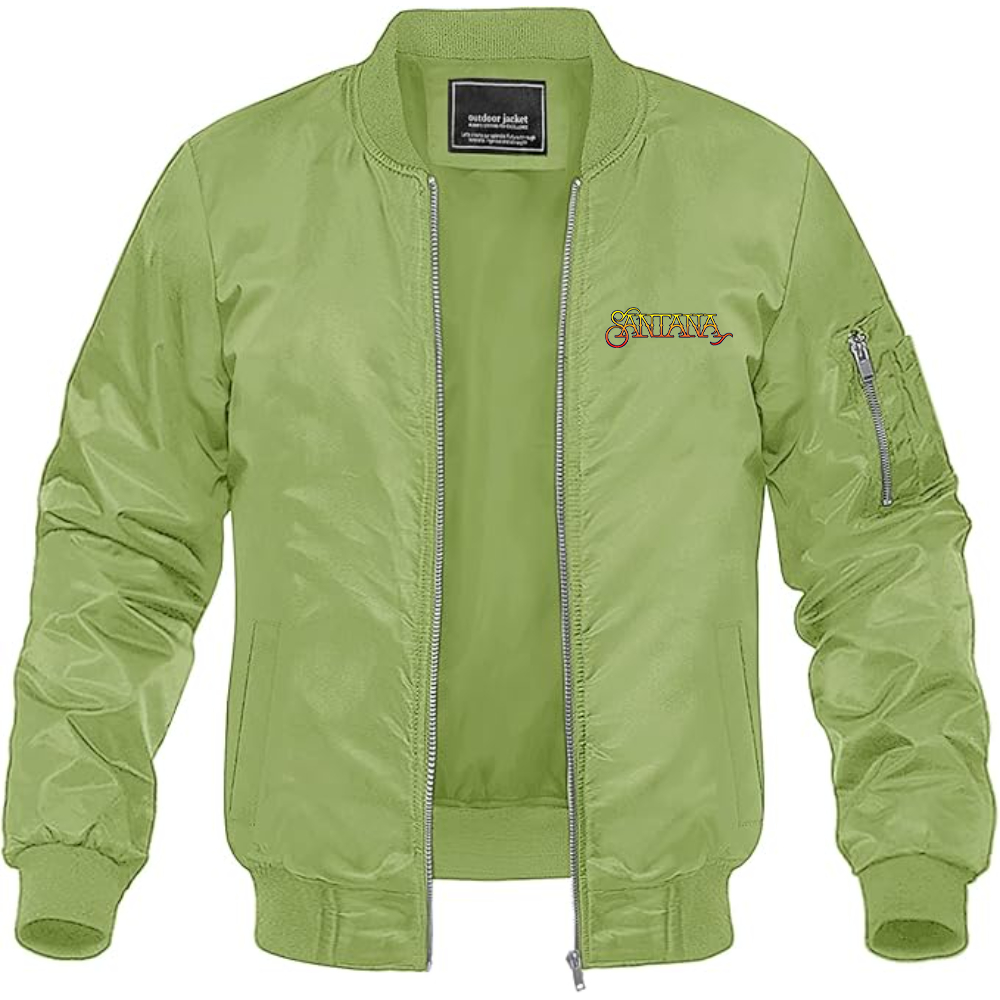 Men's Santana Logo Lightweight Bomber Jacket Windbreaker Softshell Varsity Jacket Coat