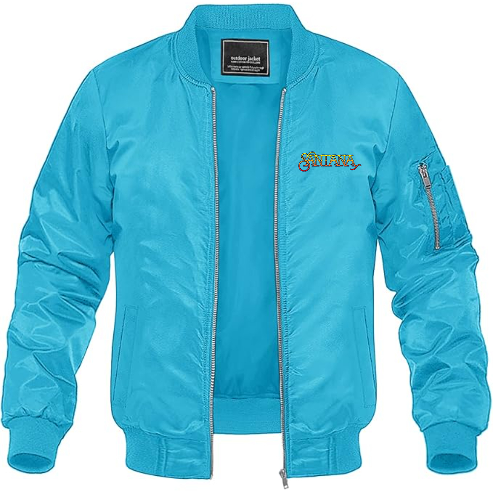 Men's Santana Logo Lightweight Bomber Jacket Windbreaker Softshell Varsity Jacket Coat
