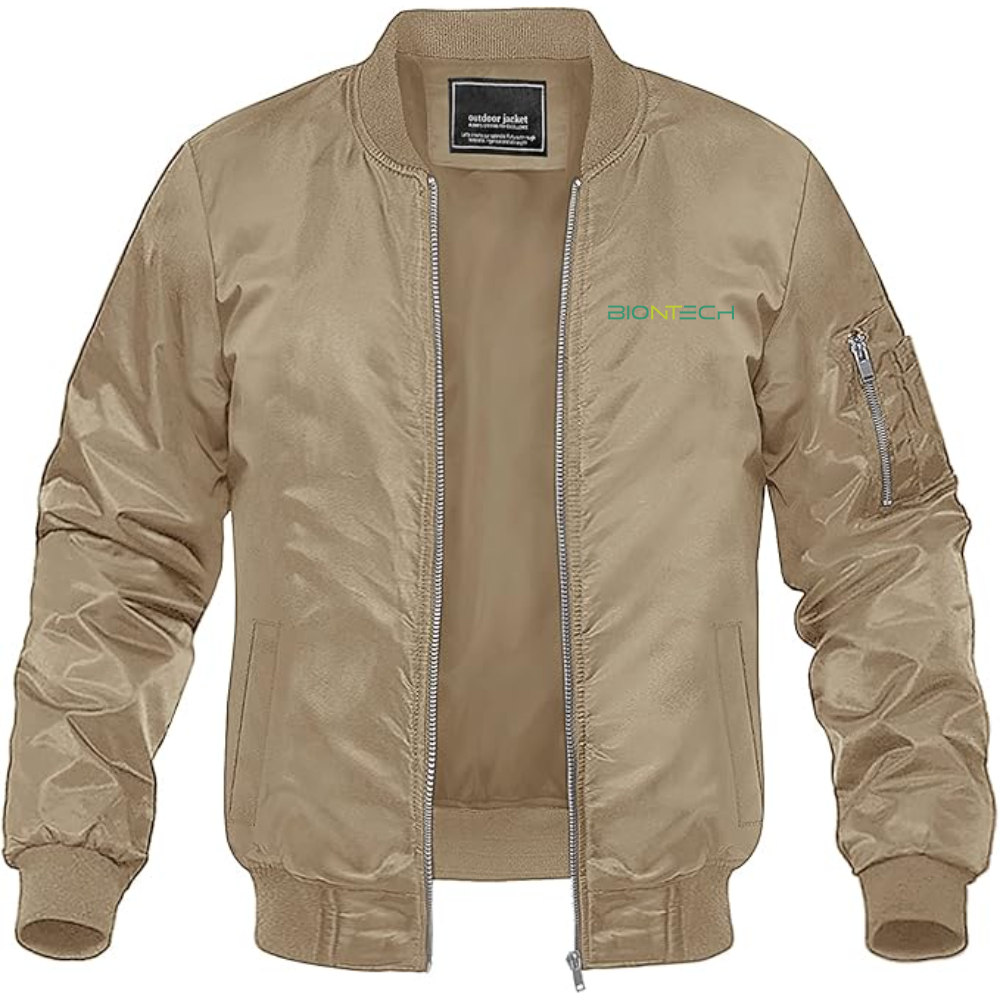 Men's Biontech Logo Lightweight Bomber Jacket Windbreaker Softshell Varsity Jacket Coat