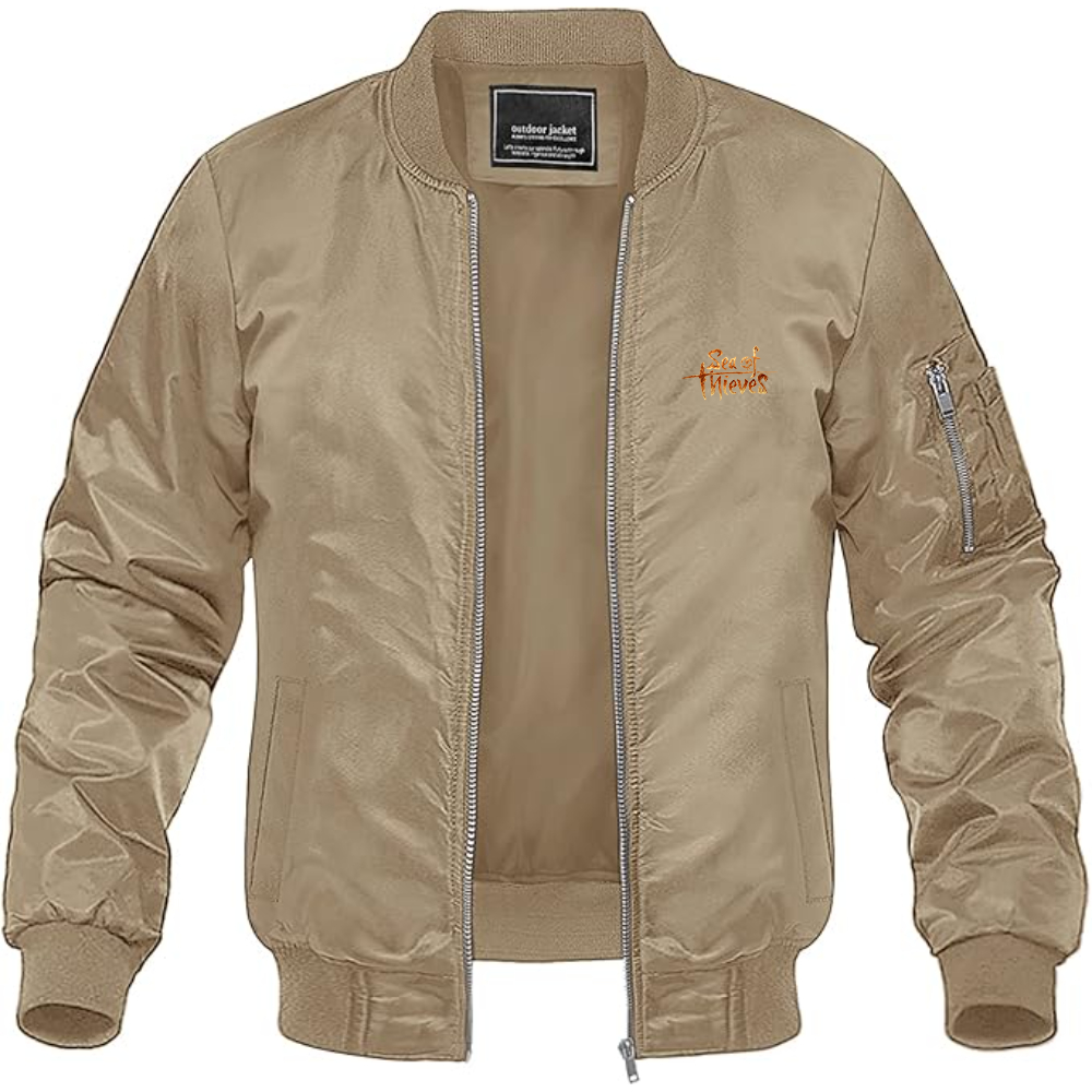 Men's Sea Of Thieves Logo Lightweight Bomber Jacket Windbreaker Softshell Varsity Jacket Coat