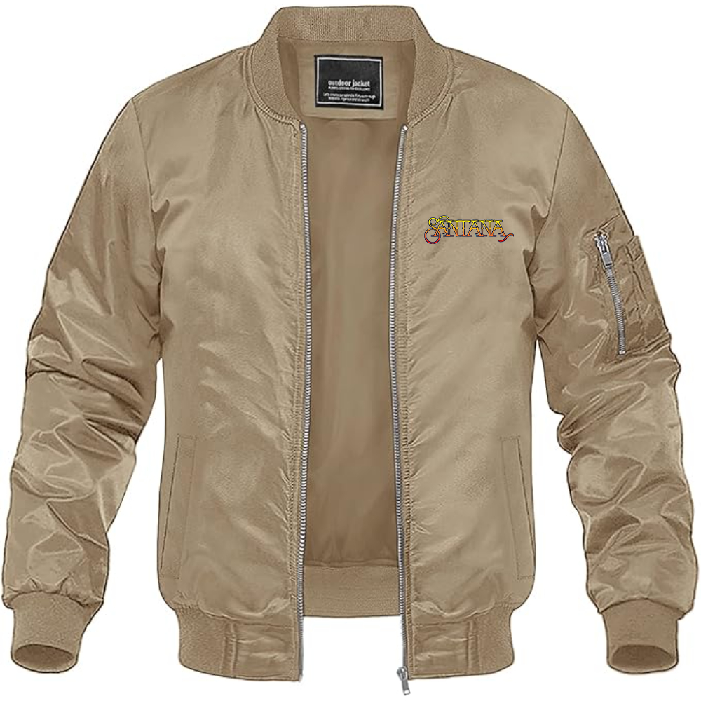 Men's Santana Logo Lightweight Bomber Jacket Windbreaker Softshell Varsity Jacket Coat