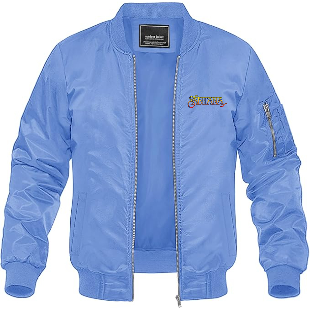 Men's Santana Logo Lightweight Bomber Jacket Windbreaker Softshell Varsity Jacket Coat