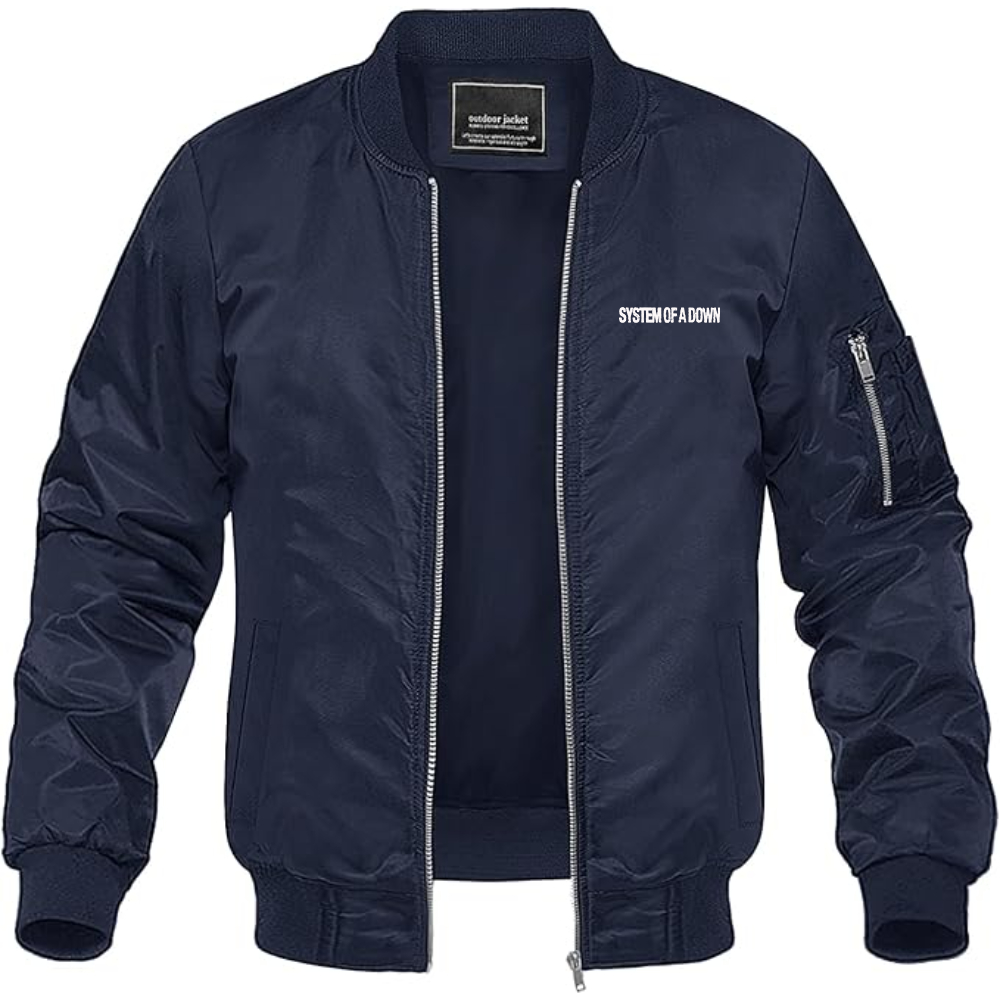 Men's System Of A Down Logo Lightweight Bomber Jacket Windbreaker Softshell Varsity Jacket Coat