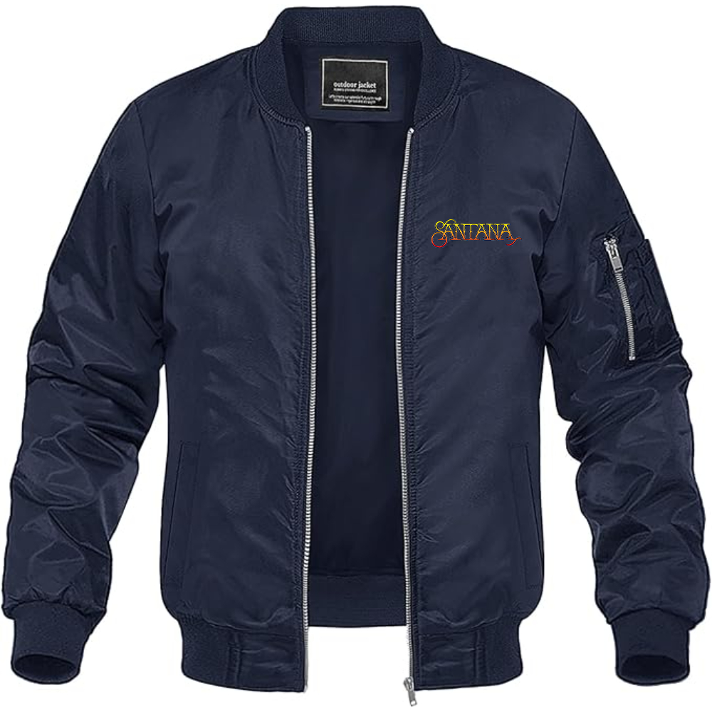 Men's Santana Logo Lightweight Bomber Jacket Windbreaker Softshell Varsity Jacket Coat