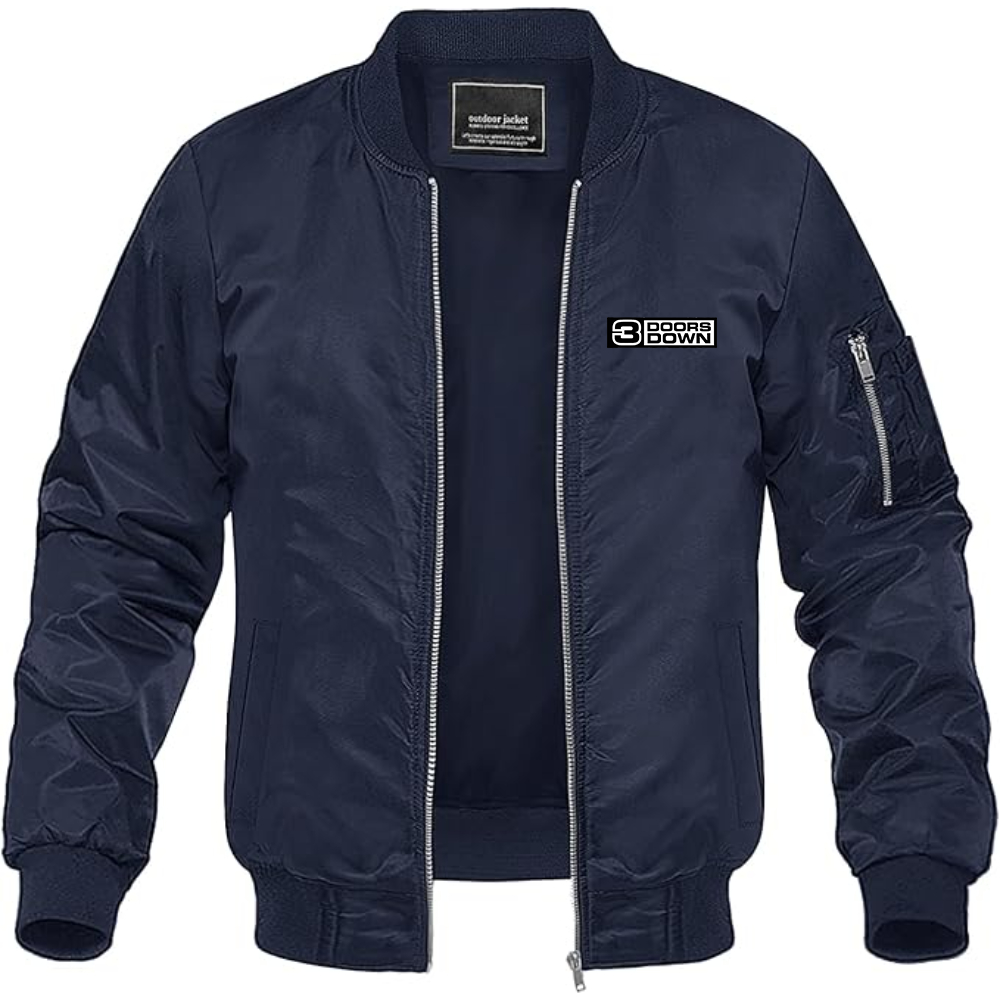 Men's 3 Doors Down Logo Lightweight Bomber Jacket Windbreaker Softshell Varsity Jacket Coat