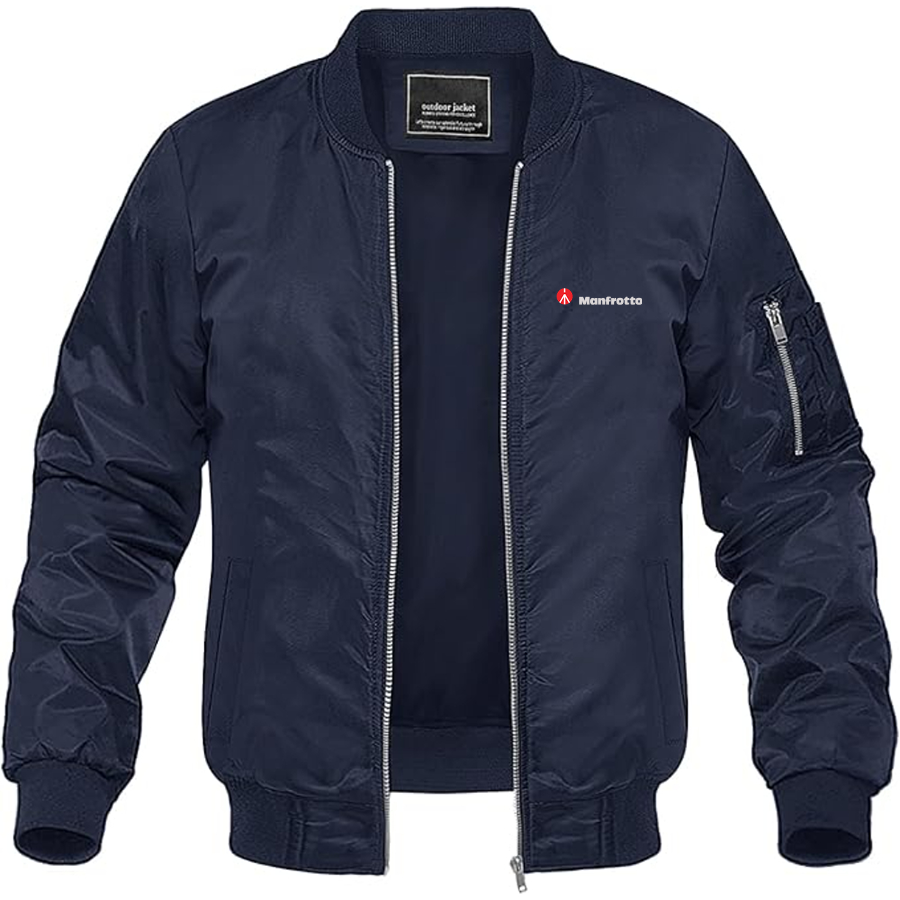 Men's Manfrotto Logo Lightweight Bomber Jacket Windbreaker Softshell Varsity Jacket Coat