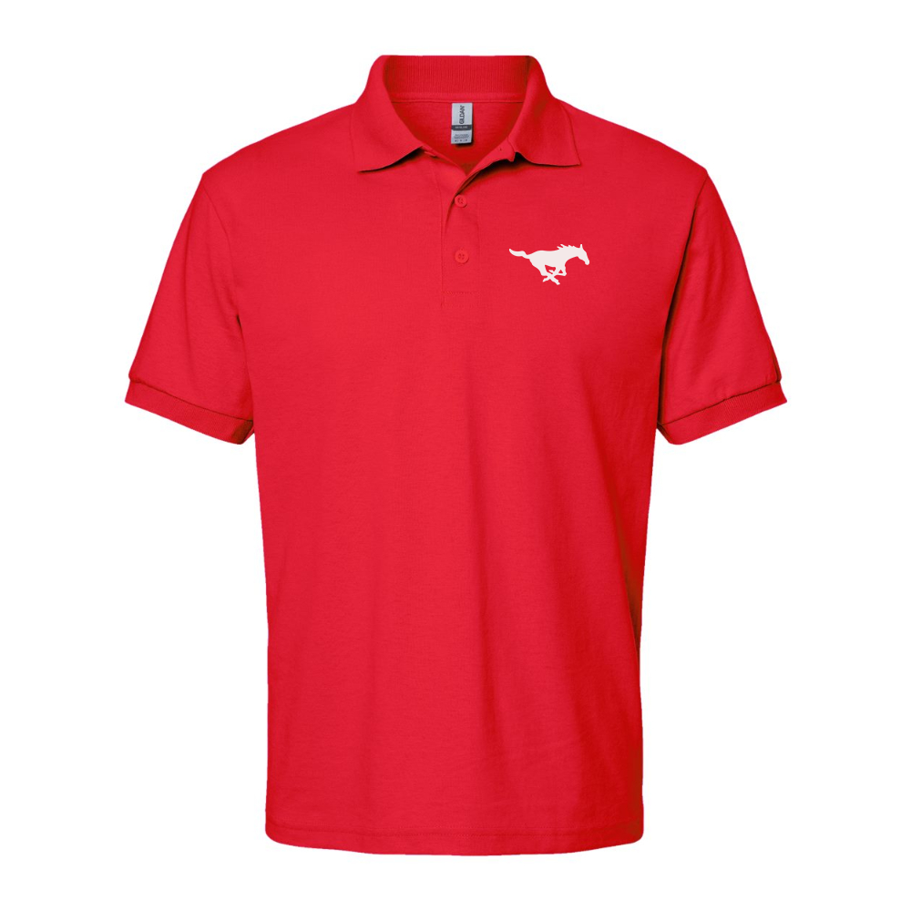 Men's SMU Mustangs Logo Gildan Dry Blend Jersey Polo