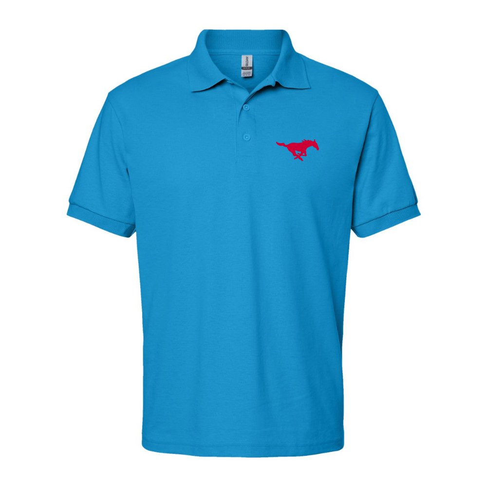 Men's SMU Mustangs Logo Gildan Dry Blend Jersey Polo