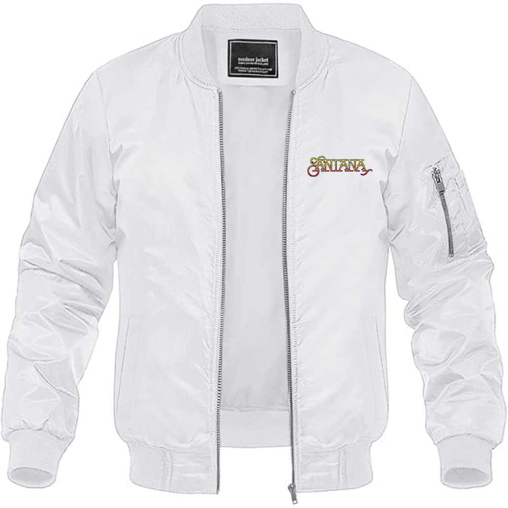 Men's Santana Logo Lightweight Bomber Jacket Windbreaker Softshell Varsity Jacket Coat