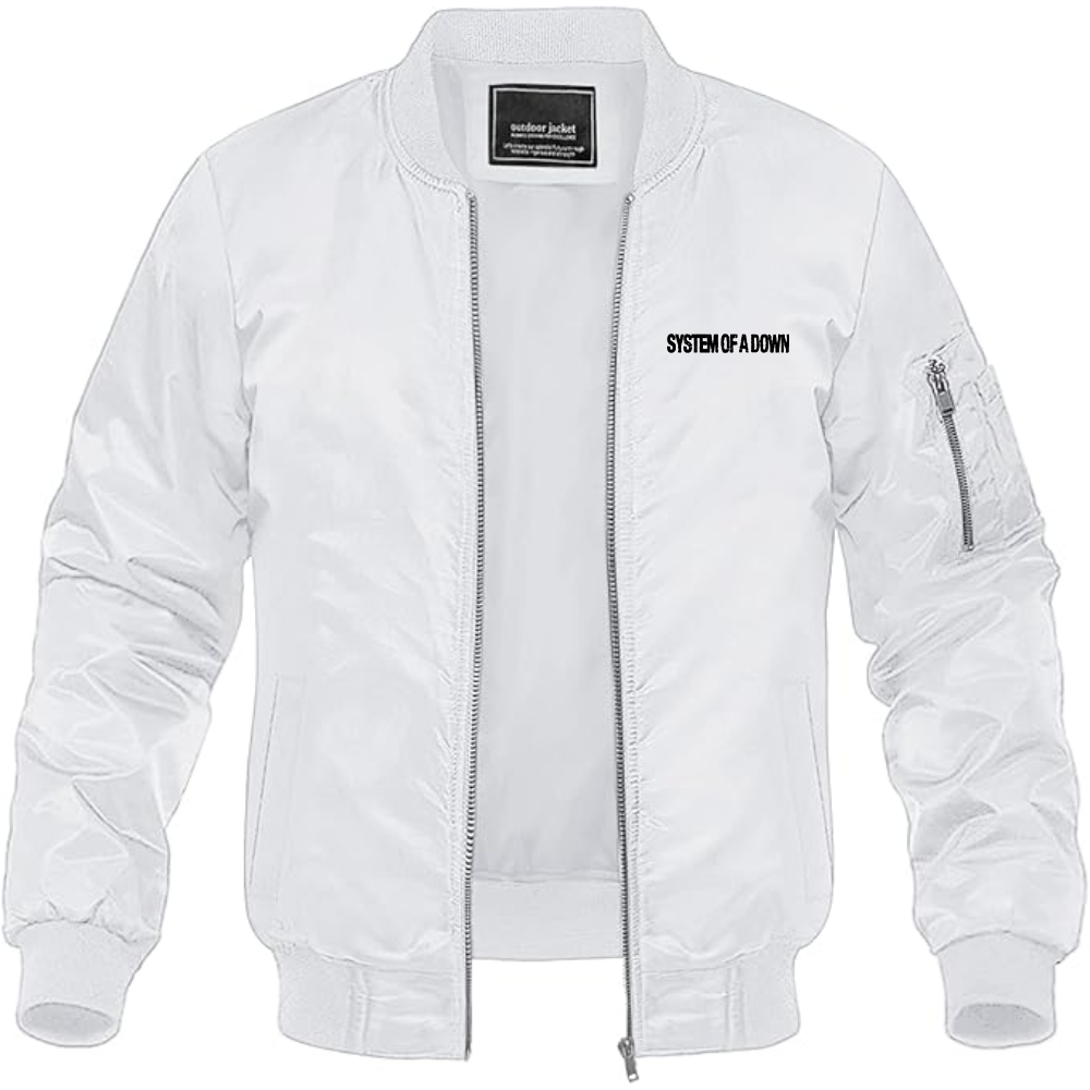 Men's System Of A Down Logo Lightweight Bomber Jacket Windbreaker Softshell Varsity Jacket Coat