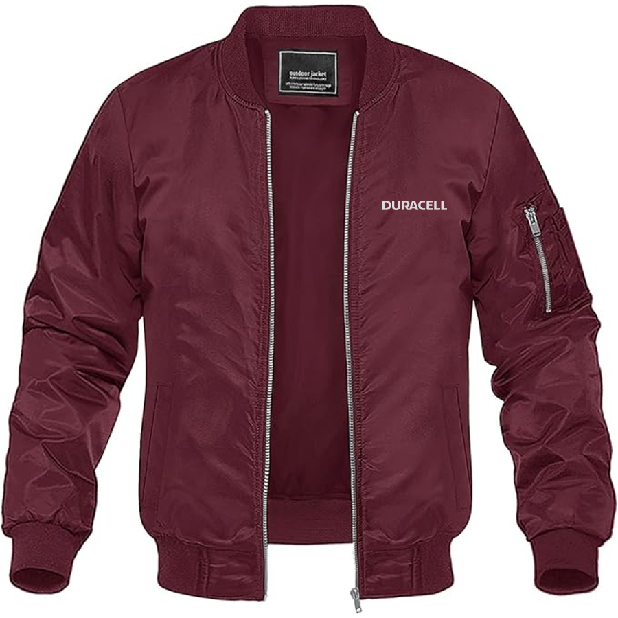 Men's Duracell Logo Lightweight Bomber Jacket Windbreaker Softshell Varsity Jacket Coat
