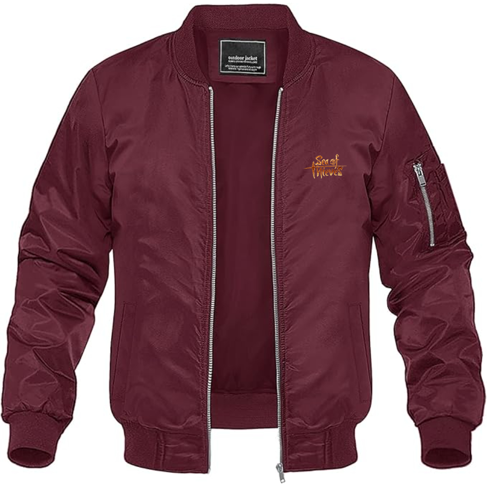 Men's Sea Of Thieves Logo Lightweight Bomber Jacket Windbreaker Softshell Varsity Jacket Coat