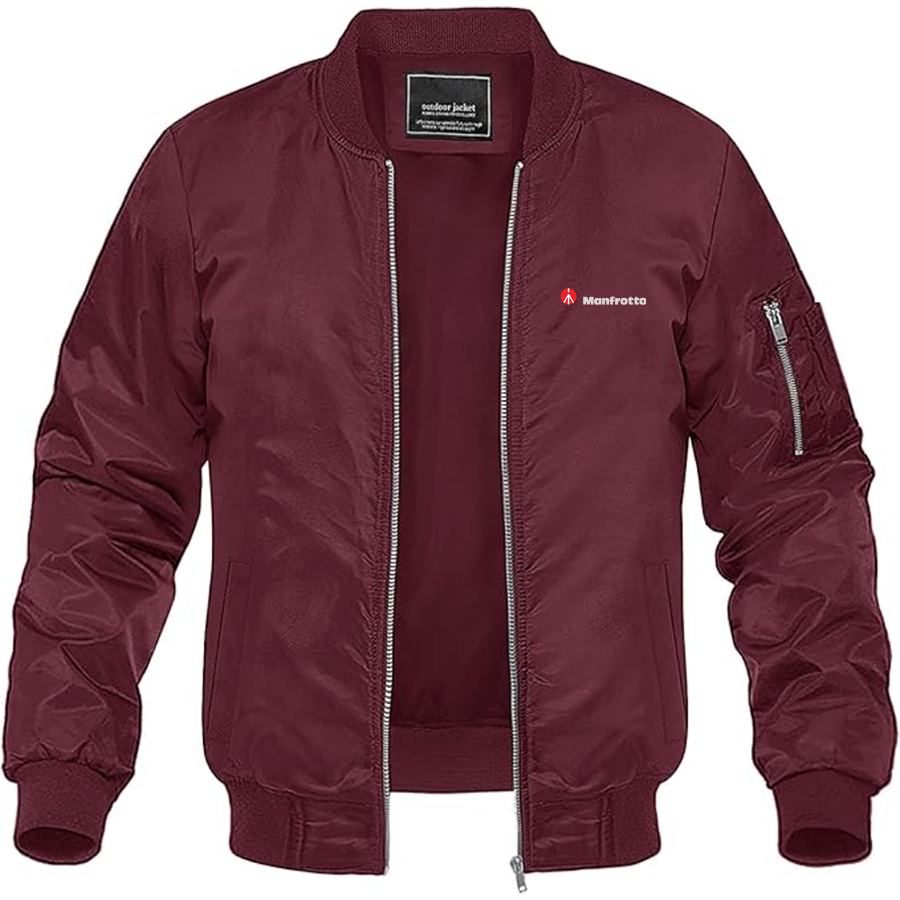 Men's Manfrotto Logo Lightweight Bomber Jacket Windbreaker Softshell Varsity Jacket Coat