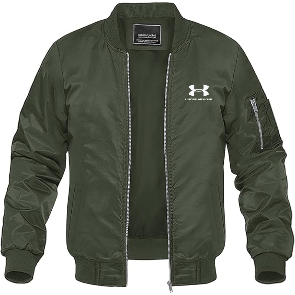 Men's Under Armour Logo Lightweight Bomber Jacket Windbreaker Softshell Varsity Jacket Coat