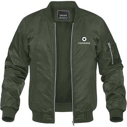 Men's Converse Logo Lightweight Bomber Jacket Windbreaker Softshell Varsity Jacket Coat