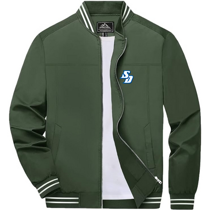 Men's San Diego Toreros Logo Lightweight Zip-Up Bomber Jacket with Ribbed Collar and Cuffs Versatile Casual Outerwear