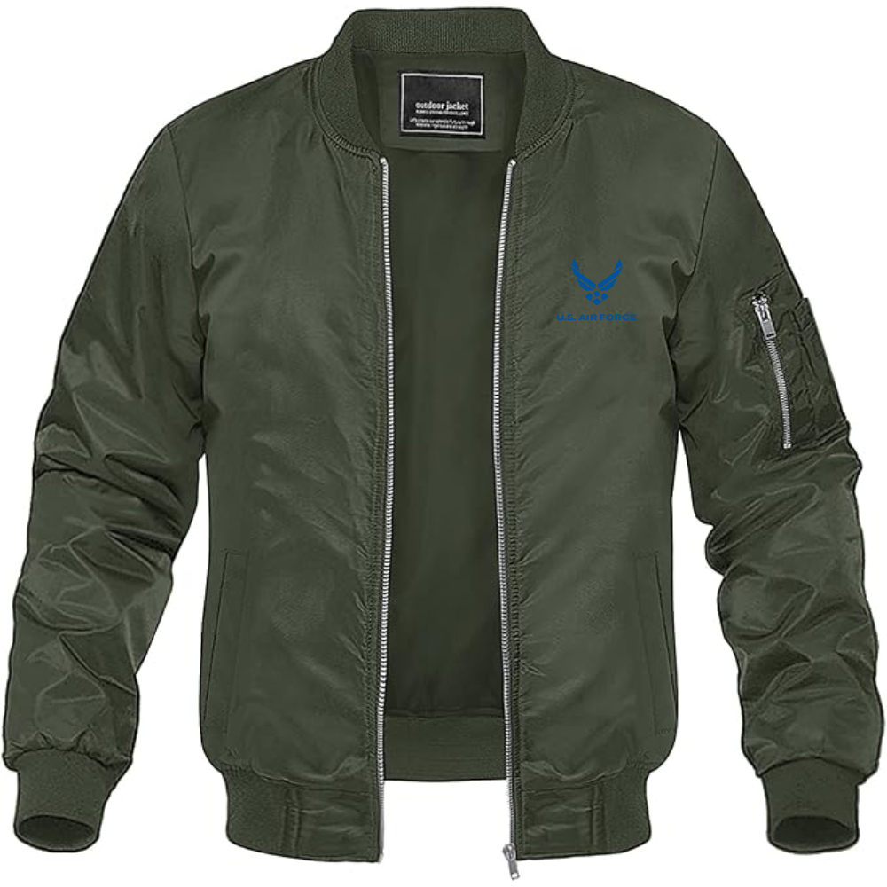 Men's US Airforce Logo Lightweight Bomber Jacket Windbreaker Softshell Varsity Jacket Coat