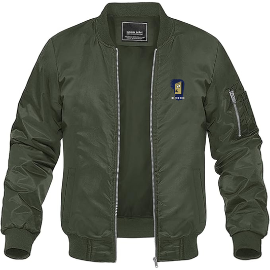 Men's Ultravox Logo Lightweight Bomber Jacket Windbreaker Softshell Varsity Jacket Coat