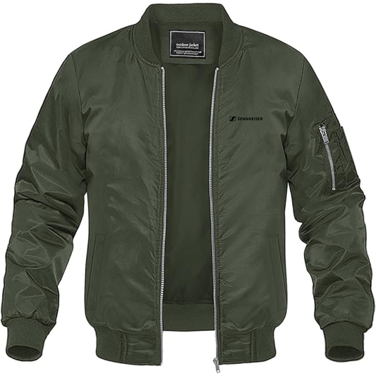 Men's Sennheiser Logo  Lightweight Bomber Jacket Windbreaker Softshell Varsity Jacket Coat