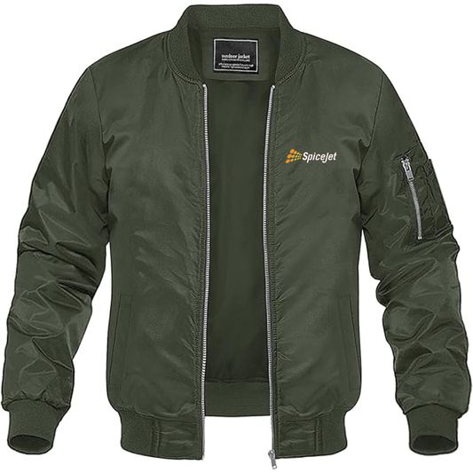 Men's SpiceJet Logo  Lightweight Bomber Jacket Windbreaker Softshell Varsity Jacket Coat