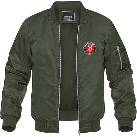 Men's Brennabor Werke Logo Lightweight Bomber Jacket Windbreaker Softshell Varsity Jacket Coat