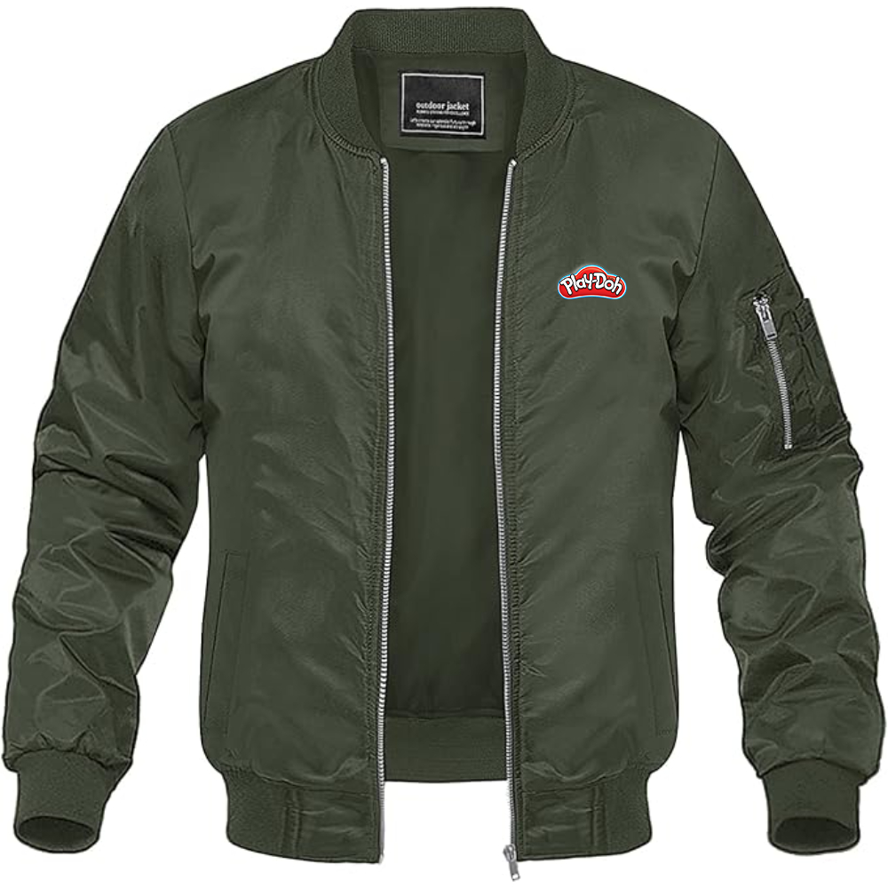 Men's Play Doh Logo Lightweight Bomber Jacket Windbreaker Softshell Varsity Jacket Coat
