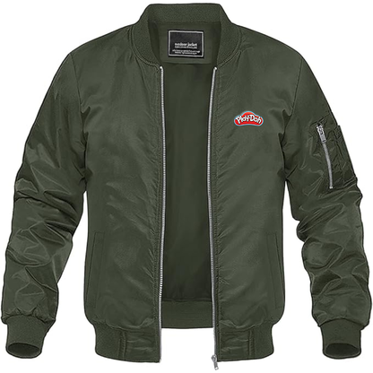 Men's Play Doh Logo Lightweight Bomber Jacket Windbreaker Softshell Varsity Jacket Coat